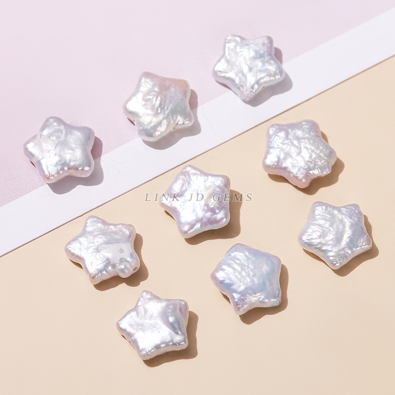 12mm天然巴洛克珍珠散珠五角星形 diy耳环项链饰品配件材料珠