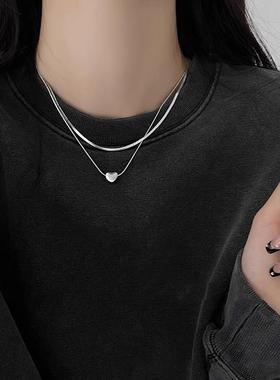 双层爱心毛衣链双层爱心蛇骨链