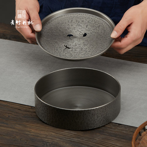 青竹丹枫纯锡茶洗家用壶承大号