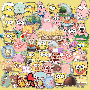 106张可爱海绵宝宝贴纸卡通贴画笔记本电脑手机壳行李箱装饰贴画