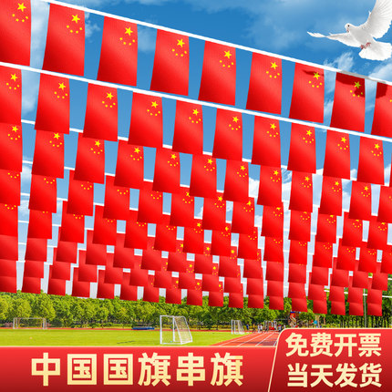 国旗串旗小红旗中国小国旗装饰五星红旗7号8号吊旗挂饰吊饰国旗串户外国庆装饰品彩旗彩带店铺办公室街道装饰