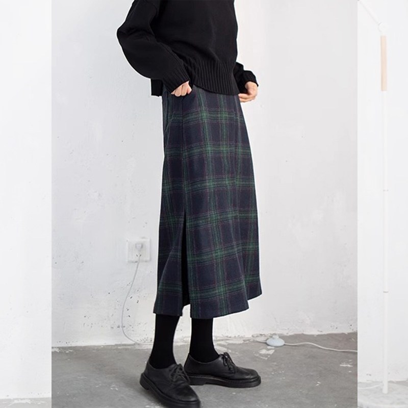 法式复古格纹毛呢半身裙女秋冬2025年新款高腰直筒裙超好看中长裙,女装/女士精品,大码半身裙,淘宝优惠券,粉丝福利购,淘宝优惠卷