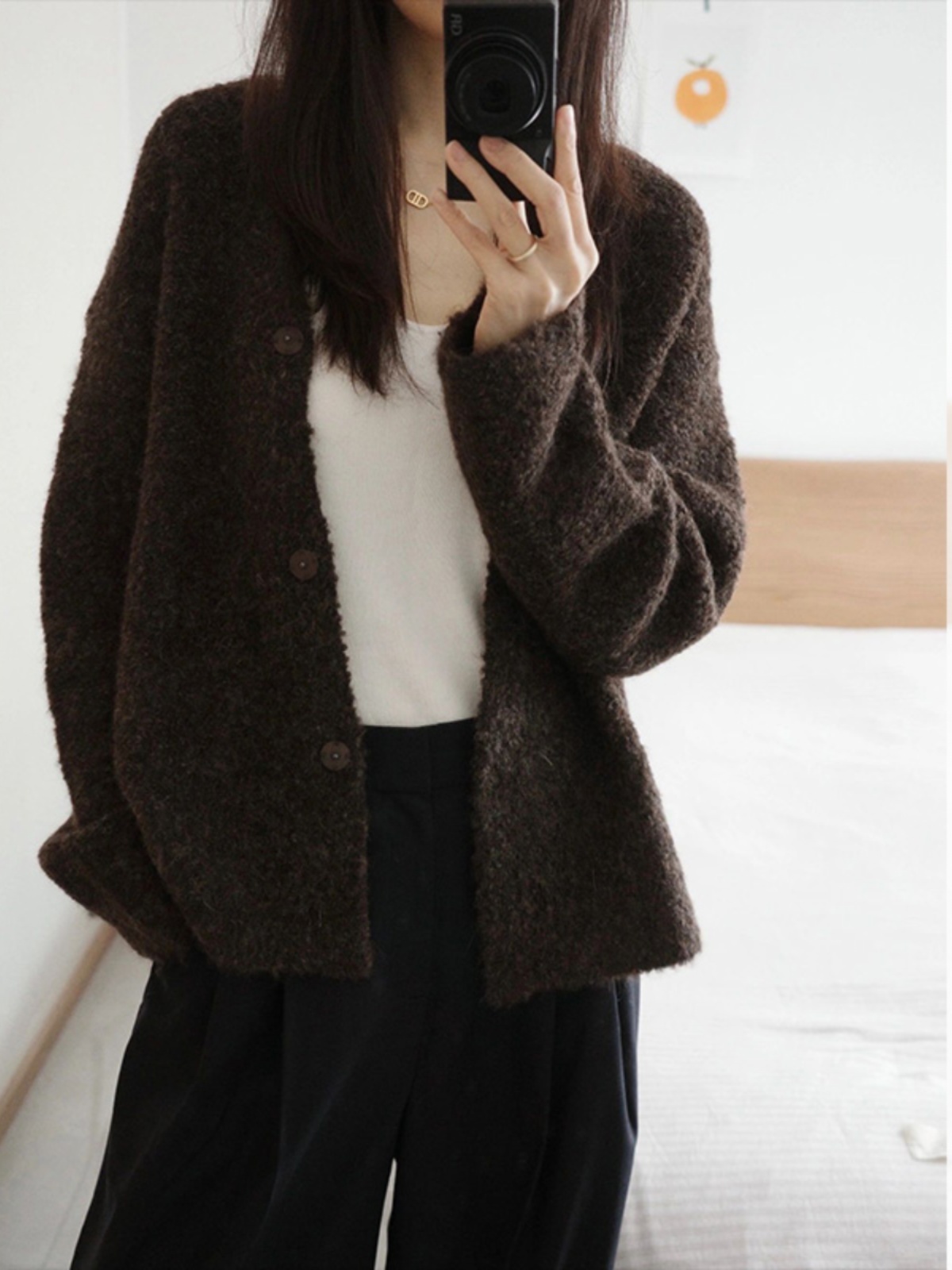 软糯慵懒开衫毛衣外套女秋冬2025新款覆古咖色高级感气质小众上衣