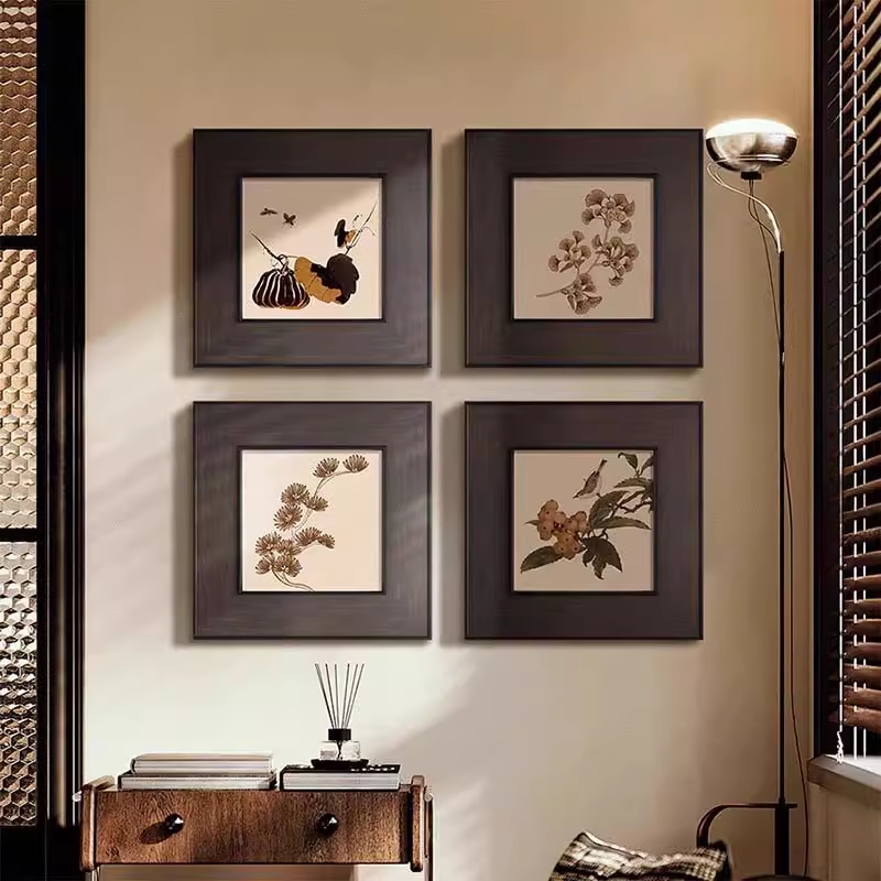 中古风装饰画复古法式餐厅厨房客厅挂画卧室床头壁画植物花卉实木图片