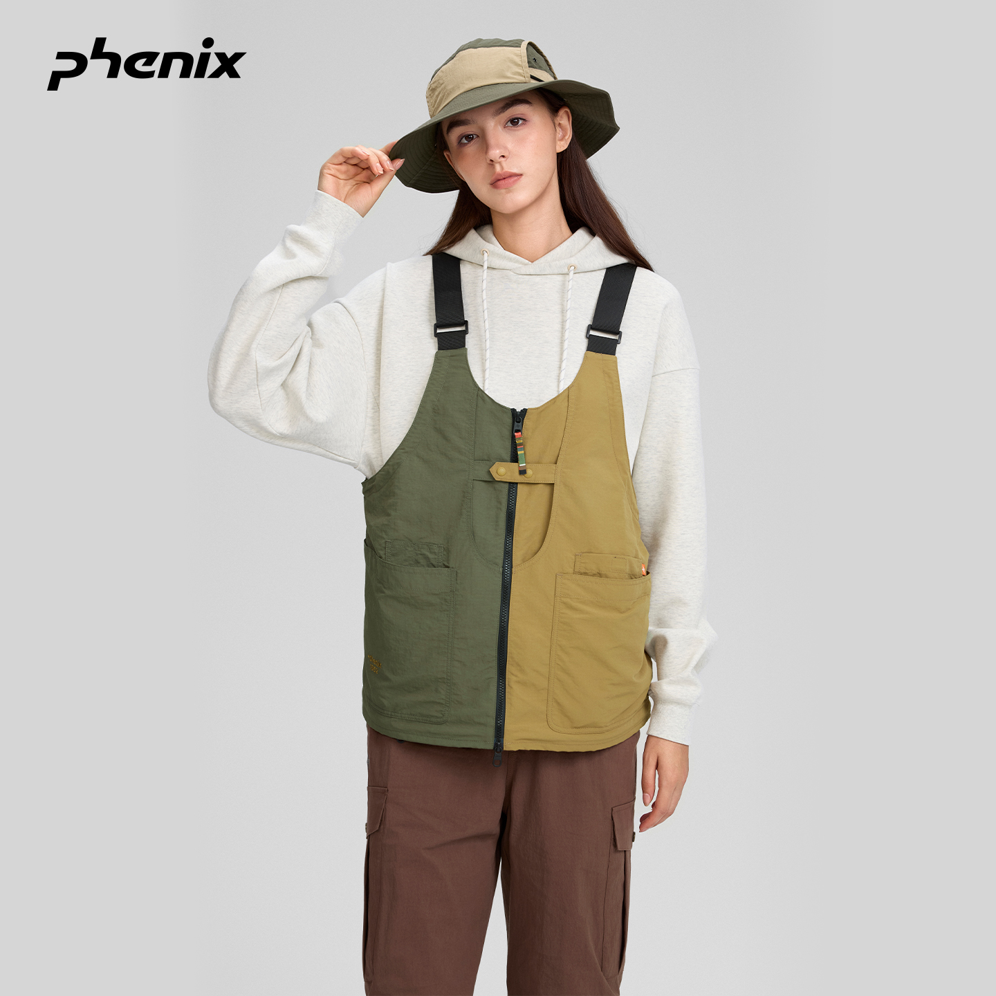 phenix菲尼克斯撞色拼接马甲