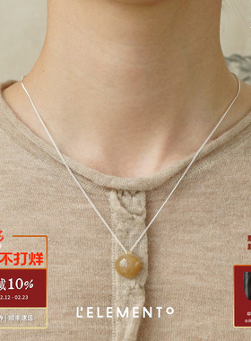 L'ELEMENTO 玛瑙桃心银链吊坠 原创设计LELEMENTO锁骨链项链默叙