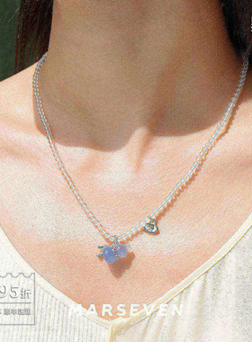 蓝紫色绳结葫芦串珠项链