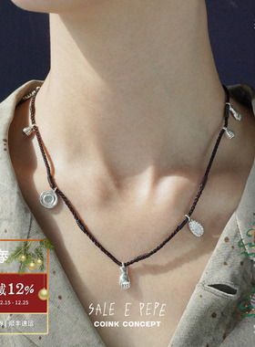 SALEEPEPE纯银泪手编绳项链