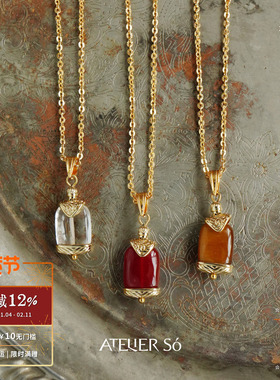 ATELIERSO倪索 天然石香水瓶项链 红玛瑙原创设计气质高级感 默叙