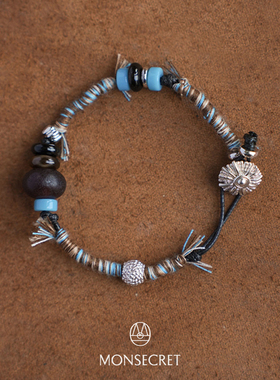 MONSECRET纽扣棕榈彩线手绳