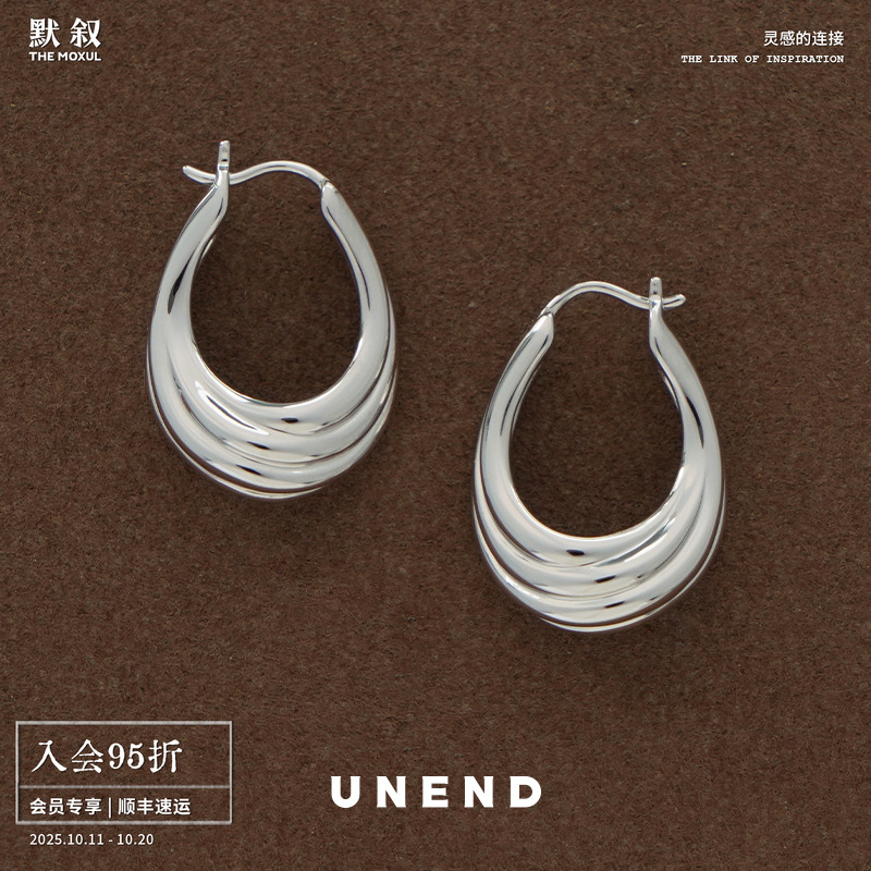 UNEND起浪纯银TidalWave耳圈