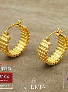 KHEMIA 纯银Fusilli耳环 原创小众设计高级气质简约百搭耳饰耳圈