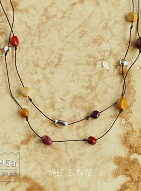 SALEEPEPE纯银蛋黄石双层项链