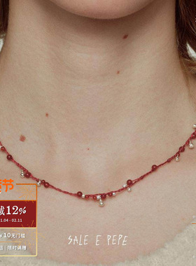 纯银红玛瑙葫芦编织项链