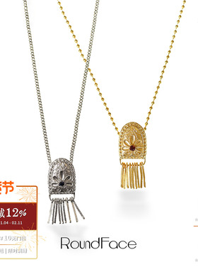 ROUNDFACE Palm棕榈项链 原创设计复古吊坠金色毛衣链 默叙