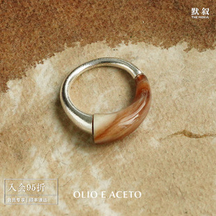 OUDE WAAG OLIO 设计师银饰 ACETO 纯银白牛角智慧戒指 默叙