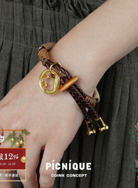 PICNIQUE 小马画像硬币手工编织手链 原创设计师小众气质度假个性
