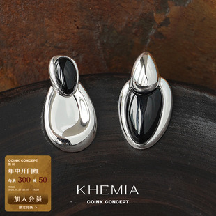 KHEMIA 925纯银原创小众设计不对称气质蓝虎眼石耳饰 Enigma耳钉