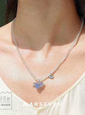 蓝紫色绳结葫芦串珠项链