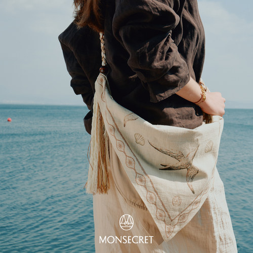 MONSECRET 飞鸟盘旋信使包 原创设计师度假休闲帆布袋托特包 默叙