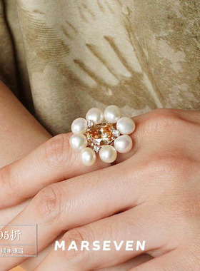 MARSEVEN珍珠雏菊戒指