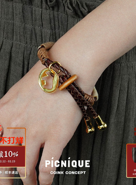 PICNIQUE 小马画像硬币手工编织手链 原创设计师小众气质度假个性