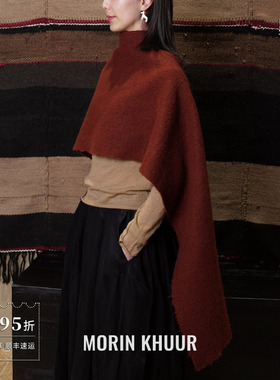 MORIN KHUUR牧仁 红色羊毛披肩 原创设计师新民族游牧新年礼 默叙