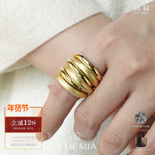 KHEMIA 纯银Coil戒指 原创设计师高级拉丝质感 默叙