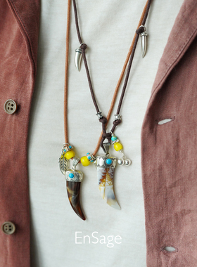 ENSAGE 灵角护符项链 纯银牛角吊坠原创小众设计师毛衣链 默叙