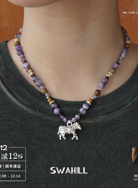 SWAHILL斯瓦山丘 斑马串珠项链 原创设计小众度假水晶锁骨链默叙