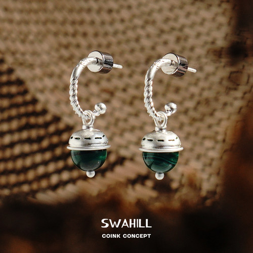 SWAHILL斯瓦山丘 榛果耳钉 原创设计师个性小众复古吊坠耳环 默叙
