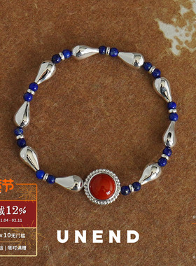 UNEND止续 纯银Indigo汐印手链 红碧玉原创设计复古质感手串 默叙