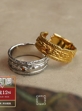 OTANO Tara开口戒指 纯银虎眼石原创小众设计师轻奢气质指环 默叙