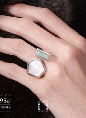OTANO Aruna几何开口戒指 纯银宝石原创小众设计师轻奢气质 默叙