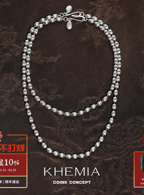 KHEMIA 纯银Nacre Ellipse项链套组 原创小众设计拉丝气质锁骨链