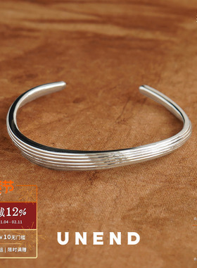 UNEND 岸迹纯银实心The Shore手镯 小众原创设计师简约气质高级感