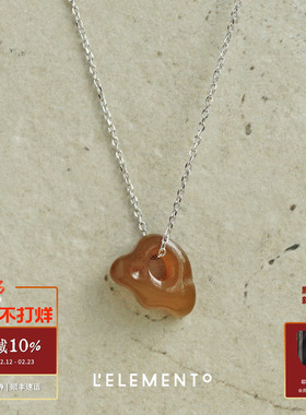 L'ELEMENTO 和田糖白玉玲珑假山银链吊坠 原创LELEMENTO项链默叙