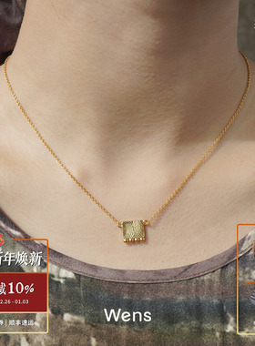 WENS 部落图腾方块吊坠项链 原创小众设计师气质高级感锁骨链默叙