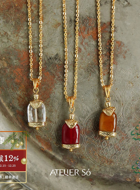 ATELIERSO倪索 天然石香水瓶项链 红玛瑙原创设计气质高级感 默叙