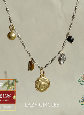 小马钱币多吊坠项链锁骨链