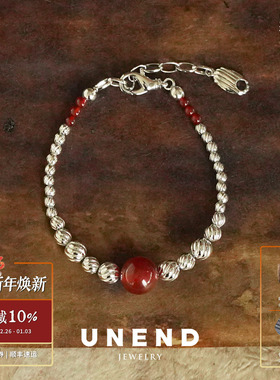 UNEND 纯银红玛瑙Towards手链 原创设计师串珠气质雕刻高级感礼物