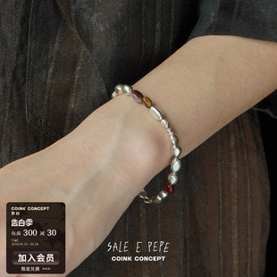 纯银蛋黄石串珠手链 SALE PEPE 925银原创小众设计师造型感腕饰