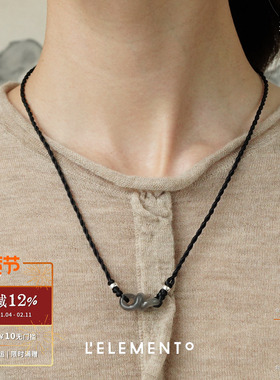 L'ELEMENTO和田玉发财编绳项链