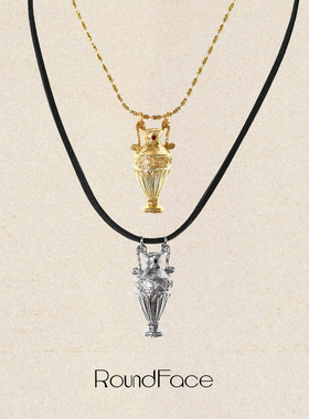 ROUNDFACE Vessel立体圣杯皮绳项链 原创设计复古吊坠毛衣链 默叙
