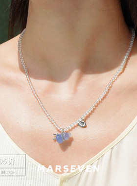 蓝紫色绳结葫芦串珠项链