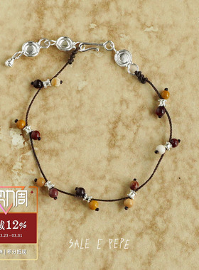 SALEEPEPE纯银蛋黄石编织手链