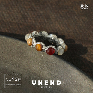 原创设计红玛瑙情侣礼物银饰 默叙 纯银曙光Flare戒指 UNEND止续