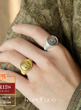 ROUNDFACE Icon圣像戒指 原创设计小众复古金色高级感开口戒 默叙