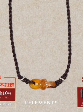 L'ELEMENTO 和田玉发财编绳项链 原创设计师LELEMENTO锁骨链默叙