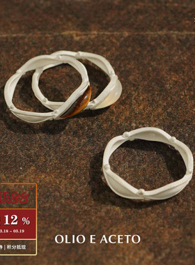 OLIO E ACETO油醋汁 纯银虎眼石玉髓花冠戒指 原创设计师银饰默叙